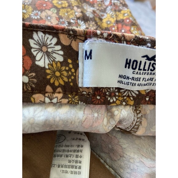 Hollister Womens Retro Floral Flare Pants Size M Boho 70s Y2K Hippie Mushrooms - Picture 7 of 13